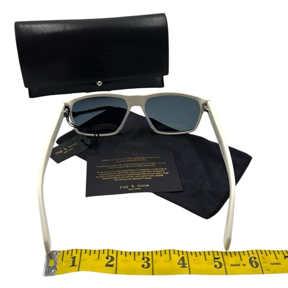 rag & bone 58mm Matte White Rectangular Sunglasses